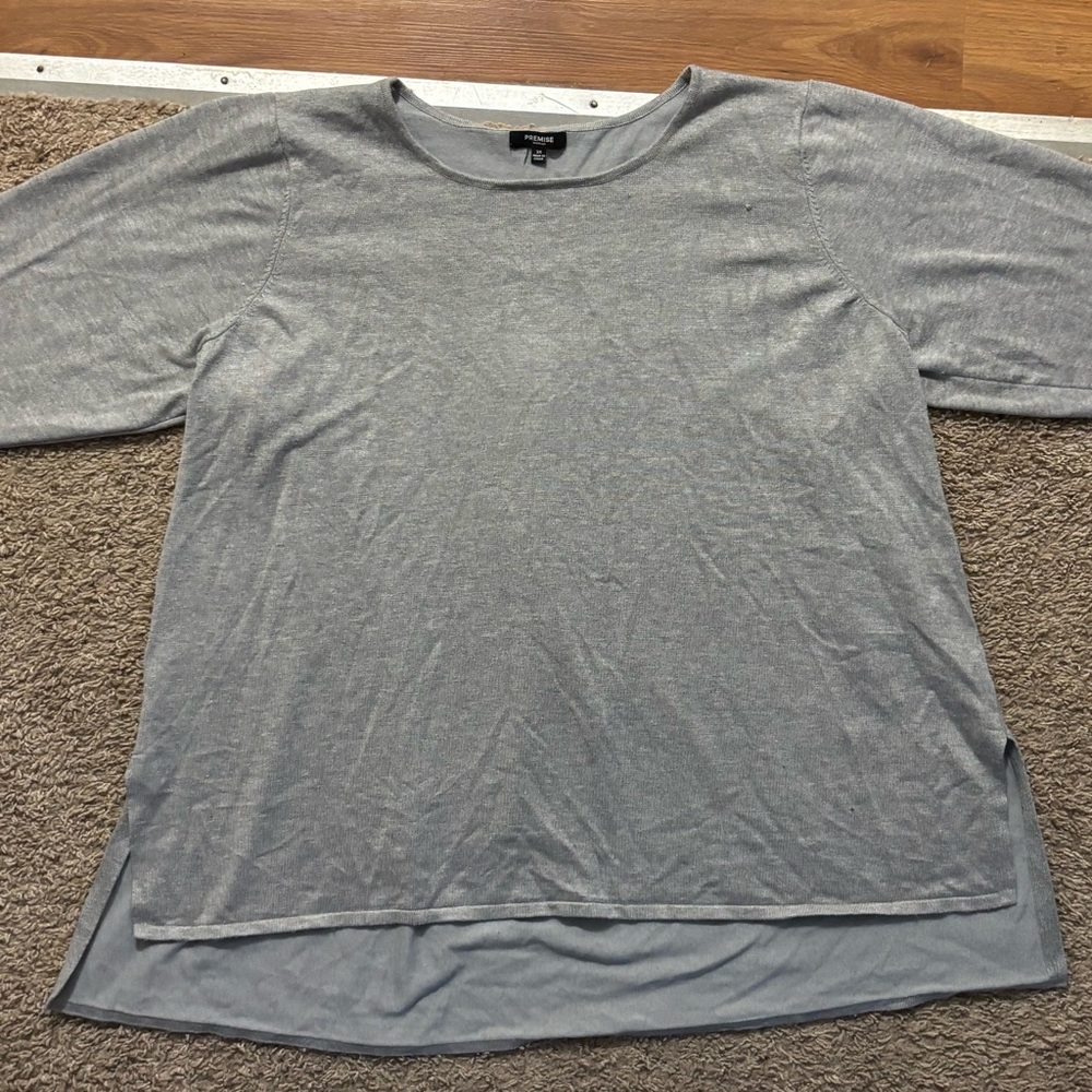 PREMISE Womans 3X Gray 3/4 Length Sleeves Front Shorter Than Back Like New
